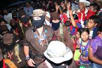 El subcomandante Marcos, durante la clausura del segundo Encuentro de los zapatistas con los pueblos del Mundo, la noche del sábado pasado en el caracol de La Realidad, Chiapas