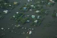 Vista aérea de las zonas afectadas por el desbordamiento del río Pánuco, en Veracruz