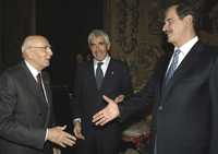 El presidente italiano, Giorgio Napolitano, Pierferdinando Casini y Vicente Fox durante la reunión de ayer de la Internacional Demócrata de Centro