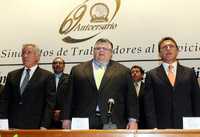 Joel Ayala, Agustín Carstens y Miguel Ángel Yunes encabezaron los festejos del 69 aniversario de la promulgación del estatuto jurídico de la Federación de Sindicatos de Trabajadores al Servicio del Estado