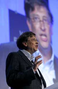 Bill Gates, presidente de Microsoft, en su conferencia de ayer ante el Foro Económico Mundial
