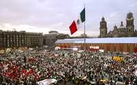 Protesta de campesinos en el Zócalo contra el Tratado de Libre Comercio de América del Norte, el pasado 31 de enero