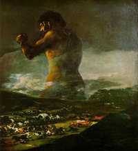 El coloso, obra atribuida a Francisco de Goya y Lucientes, recrea la devastación de la guerra