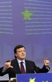 José Manuel Barroso, presidente de la Comisión Europea, ayer en conferencia de prensa en Bruselas