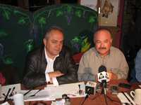 El candidato del PAN a la gubernatura de Baja California, José Guadalupe Osuna Millán, y el primer mandatario panista de la entidad y del país, Ernesto Ruffo Appel