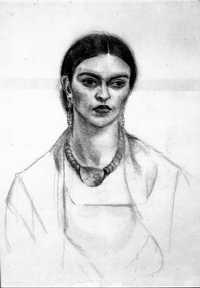 Autorretrato, carboncillo sobre papel realizado en 1932 por Frida Kahlo que forma parte del acervo de la Casa Azul, lugar donde se descubrieron una centena de dibujos desconocidos de la pintora y de Diego Rivera, los cuales dará a conocer la directora del recinto en tres semanas