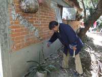 Una de las viviendas afectadas por las grietas subterráneas en el municipio de Jaltenco, estado de México