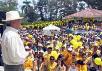 El ex candidato presidencial de la coalición Por el Bien de Todos, durante un mitin en Aldama, Tamaulipas