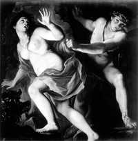 Cuadro barroco de Orfeo y Eurídice que aparece en la portada del libro