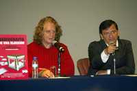 Luis Mandoki  y Federico Arreola, durante la conferencia de prensa que ofrecieron ayer