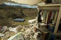 Una de las casas cercanas de Celemania, en la comunidad rural de Nadadores, destruidas por el estallido