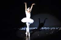 Uno de los bailarines de la compañía neoyorquina interpreta a la princesa Odette, el cisne blanco, durante la escenificación de un fragmento de la versión original de El lago de los cisnes, en el Teatro de la Paz