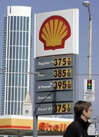 Precio de las gasolinas en una estación de Shell en San Francisco