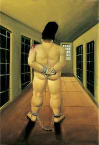 Abu Ghraib 65, cuadro del pintor colombiano Fernando Botero contra la tortura impulsada por Bush, que se exhibe en la Universidad Americana de Washington