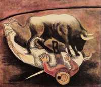 Detalle de una de las obras del Raúl Anguiano que aparece en el sorprendente libro Sentir y ver los toros, patrocinado por el Instituto Politécnico Nacional