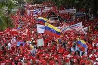 Mitin de universitarios, ayer en Caracas, para llamar a votar por el sí en el próximo referendo sobre las enmiendas chavistas