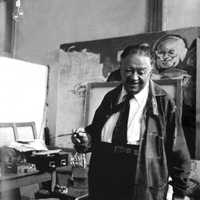 Diego Rivera en su estudio de San Ángel, ca. 1954