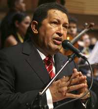 Hugo Chávez, presidente de Venezuela, ayer en el Palacio de Miraflores, donde declaró que tras ser suspendida su gestión como mediador con la guerrilla de las FARC, ha perdido "toda la confianza" en su par colombiano