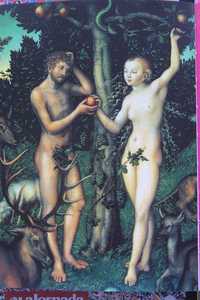 La maldición que lanzó Jehová a Eva, cuando la echó con su pareja del Paraíso, no ha sido redimida, y después de miles de años, continúa viva y terrible. Sobre estas líneas, Adam and Eve, 1526, de Lucas Cranach