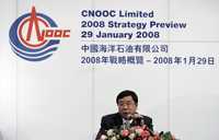 Yang Hua, director ejecutivo de la Compañía Nacional de Petróleo Submarino de China, al dar a conocer los planes de la compañía en este año