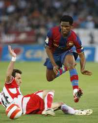 El camerunés Samuel Eto’o, del Barça, anotó uno de los tantos de su escuadra 