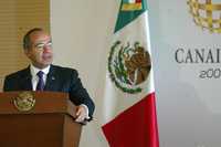 Felipe Calderón ayer en la Cámara Nacional de la Industria Textil