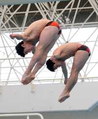El seleccionado olímpico Yahel Castillo (izquierda) y Luis Huerta se proclamaron campeones en tres metros sincronizados