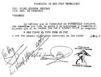 Copia de la carta dirigida al gobernador de Veracruz, Fidel Herrera Beltrán, en la cual el cura Alfredo Jiménez promete el voto de los feligreses de Tetelcingo en favor del candidato del PRI a la alcaldía de Coscomatepec, en 2007