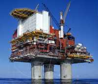 La plataforma Statfjorfd A de la petrolera StatoilHydro en el Mar del Norte