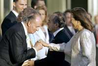 En la ciudad de Zaragoza, España, minutos antes de que se inaugurara la Expo Internacional 2008, los reyes dieron la bienvenida al mandatario mexicano y su esposa