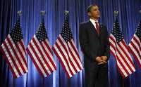 El virtual candidato demócrata a la presidencia estadunidense, Barack Obama, ayer en Washington poco antes de pronunciar un discurso sobre Irak