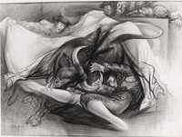 La cogida, uno de los espléndidos dibujos de la rica obra taurina del maestro José Reyes Meza