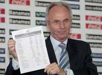 El técnico nacional, Sven-Goran Eriksson, dio a conocer una lista de 23 convocados
