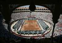 El español Rafael Nadal derrotó al estadunidense Sam Querrey en la semifinal que se jugó en Las Ventas