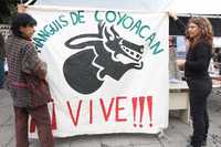 Aspecto de la protesta de artesanos de Coyoacán