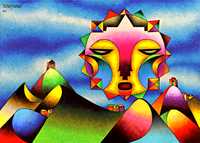 Obra de Mamani Mamani, pintor boliviano reconocido a escala internacional, quien plasma "el espíritu de los colores" de su patria