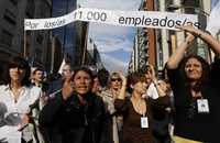 Trabajadores argentinos protestan contra la iniciativa del gobierno de Cristina Fernández de reformar el sistema de jubilaciones