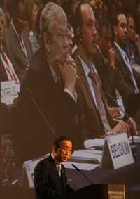 El secretario general de la ONU, Ban Ki-Moon, en la apertura del foro global