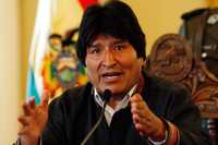 El gobernante boliviano, ayer durante una conferencia de prensa realizada en el Palacio Quemado de la ciudad de La Paz