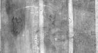 La imagen proporcionada por el Museo del Louvre, producto del análisis con rayor infrarrojos, que descubrió la cabeza de un caballo, un cráneo humano y el dibujo del niño Jesús con un cordero
