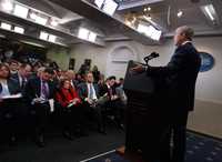 George W. Bush ayer en su última conferencia de prensa como presidente de Estados Unidos