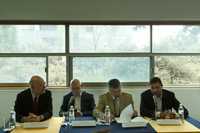 Carlos Prieto, Alun Francis, Gustavo Rivero Weber y Rodrigo Macías, ayer, durante el acto efectuado en Ciudad Universitaria