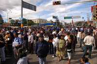 Aspecto de la movilización magisterial ayer en la capital de Oaxaca
