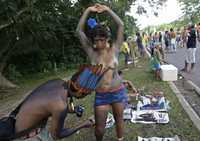 Representantes indios que participaron en el octavo Foro Social Mundial en Belem, Brasil