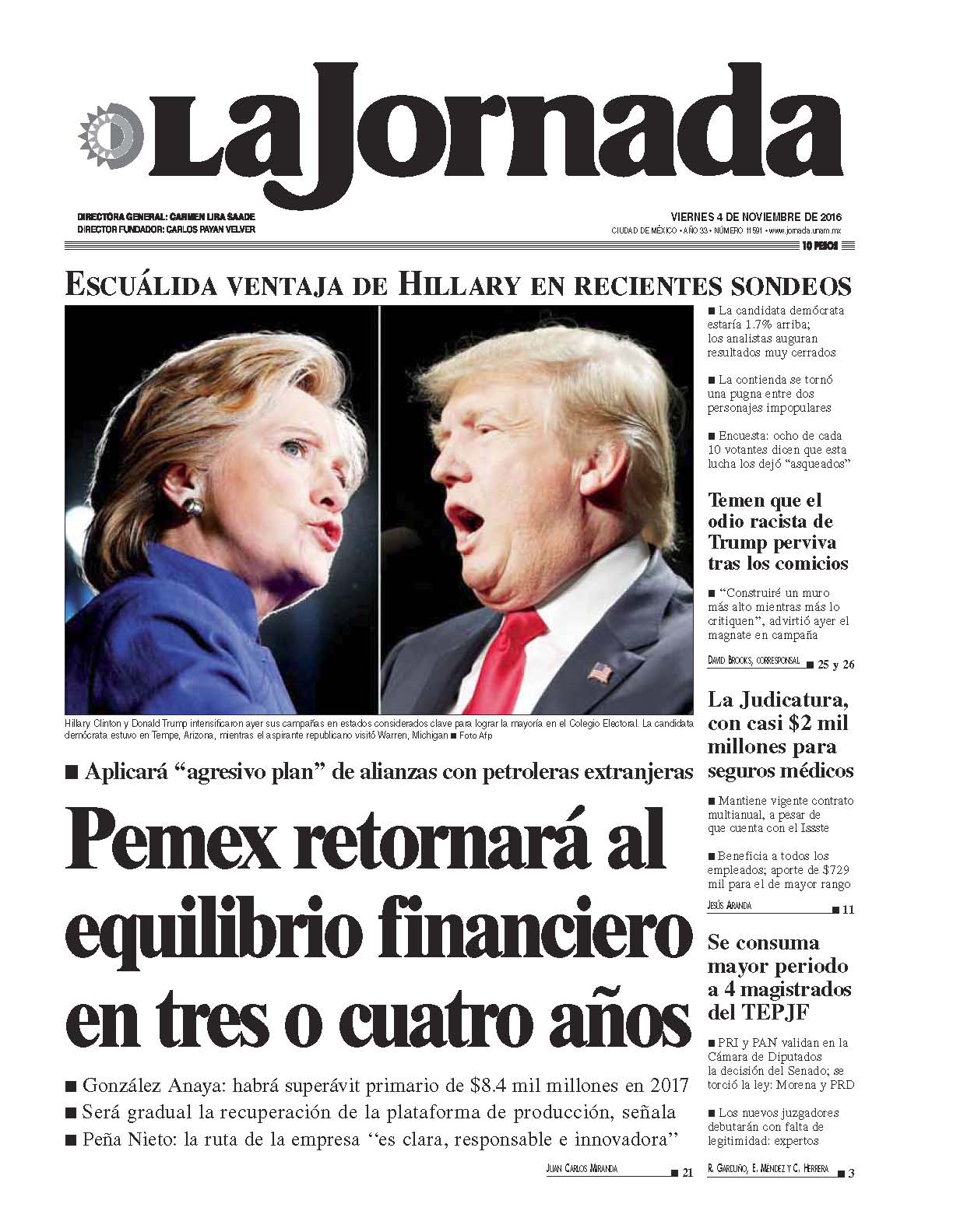 Portada de 2016/11/04. Seleccione para ir a esta edición.