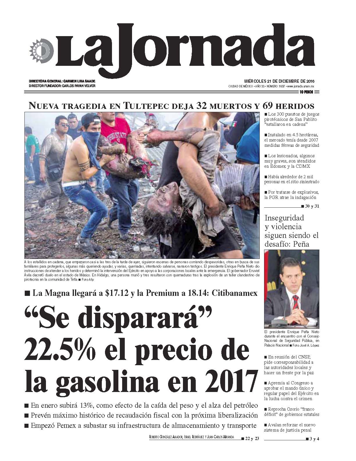 Portada de 2016/12/21. Seleccione para ir a esta edición.