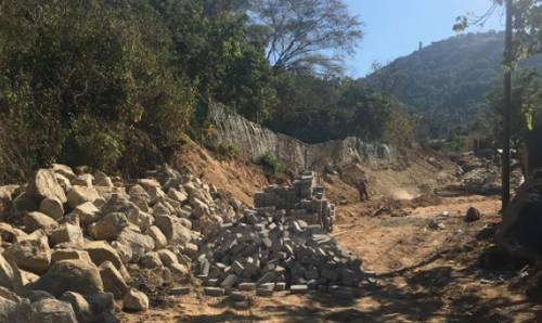 Trabajos de construcción en un terreno colindante al Parque Estatal Bicentenario, ubicado en Acapulco, Guerrero, hábitat de especies endémicas, muchas de ellas en peligro de extinción.