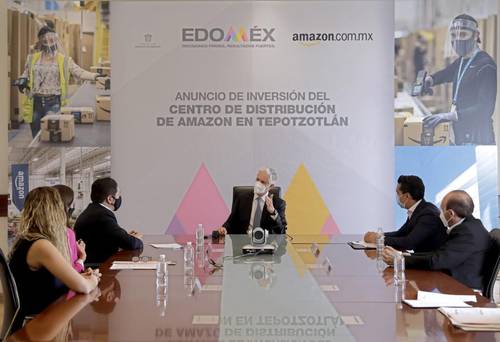 El mandatario del estado de México, Alfredo del Mazo, se reunió en el palacio de gobierno, en Toluca, con directivos de la empresa de comercio electrónico Amazon, la cual invertirá en un nuevo proyecto en la entidad.