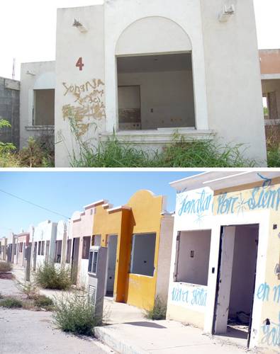 Se requieren programas para reconstruir el tejido social y la funcionalidad urbana, indica Bernd Pfannenstein. En las imágenes, fraccionamientos en Matamoros y Ciudad Juárez.
