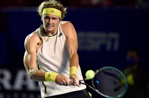 Alexander Zverev en partido contra Laslo Djere en el Abierto Mexicano de Tenis.